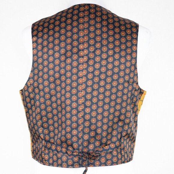 Vintage 90s GAP Mustard Plaid Wool Vest Unisex Medium Holiday Waistcoat - Picture 10 of 16